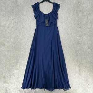 NWT Ever Pretty Bridesmaid Dress SIZE 12 Navy Formal Flowy Chiffon Off‎ Shoulder